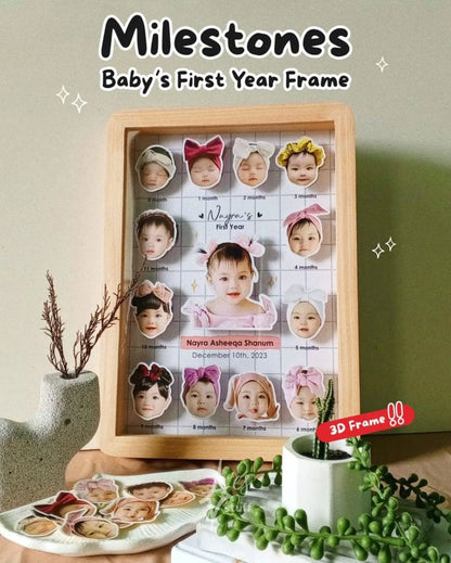 12 Months Baby Photo Frame with lights 3D
