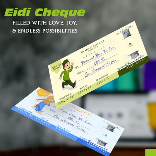 pack of 2 Eid Money Check Book, Eid gift for kids
