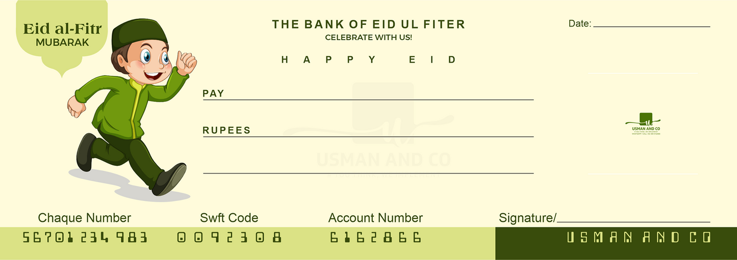 pack of 2 Eid Money Check Book, Eid gift for kids