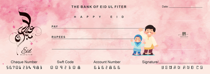 pack of 2 Eid Money Check Book, Eid gift for kids