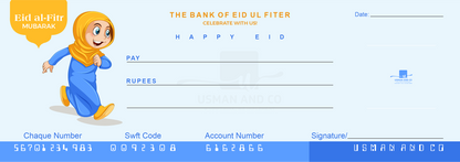 pack of 2 Eid Money Check Book, Eid gift for kids